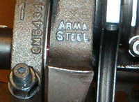 You will notice the words ARMA STEEL on the front crankshaft Throw.  This indicates the material used to make the Crank Shaft.  In this case these are my favorite cranks.  They work darn good.