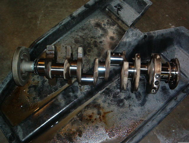 Here you can see the amount of metal removed from the crankshaft.