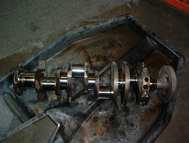 Here is the crank.  I used lighter than normal pins for pistons.  In this case the balance job went without a hitch.