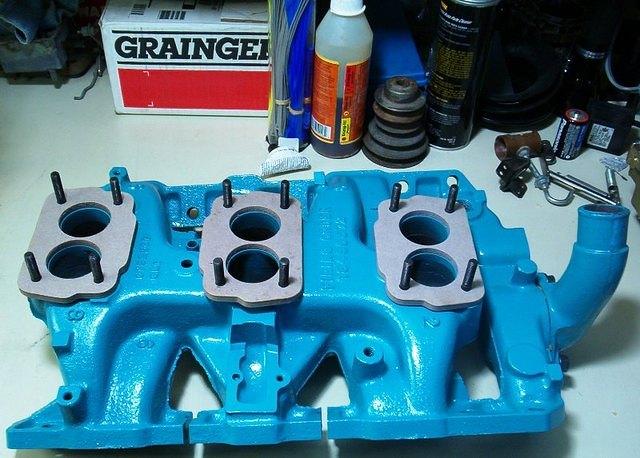In this case I use our special Super Thick Heat eliminating carb baseplate gasket.  You will not find a better gasket for isolating your carburetor from the intake manifold heat.