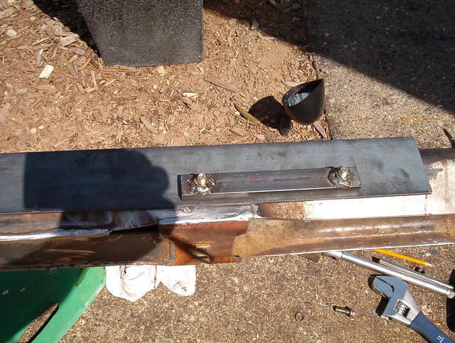 Here is the U Channel Reinforcement.  You will notice that I welded in Square Weld Nuts in the inside of the U and also welded nuts on the outside of the channel.  This the the threads for the bolts.