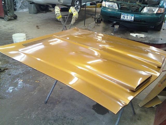 I just about have to sit down when I see a Fiberglass Reinforced Plastic Hood off the car.  Do you know what damage can be done it it falls?  They are not made of metal.  This one looks warpage free also.  Hope you get our low friction hood hinges to k...