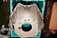 Here is Bill's OEM four speed bellhousing.  You will notice that it has been cleaned and is ready for high temp clear.