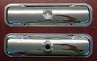 This is a picture of the Valve Covers that we manufacture for Pontiacs.  Yours will be 1966 Vintage and they have humps on them.  These are correct for 1967.