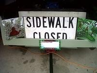 This sidewalk is closed all from scrap. Fireman and memory of my Grandfather. RIP, G.P.R