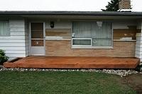 While at it we designed in two flower planters of custom design.  I wanted them to accent the deck and blend into the house to eliminate the obvious eyesore that the house provides.